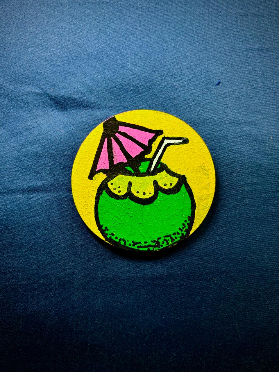 Coconut Holiday hand-painted mini canvas fridge magnet