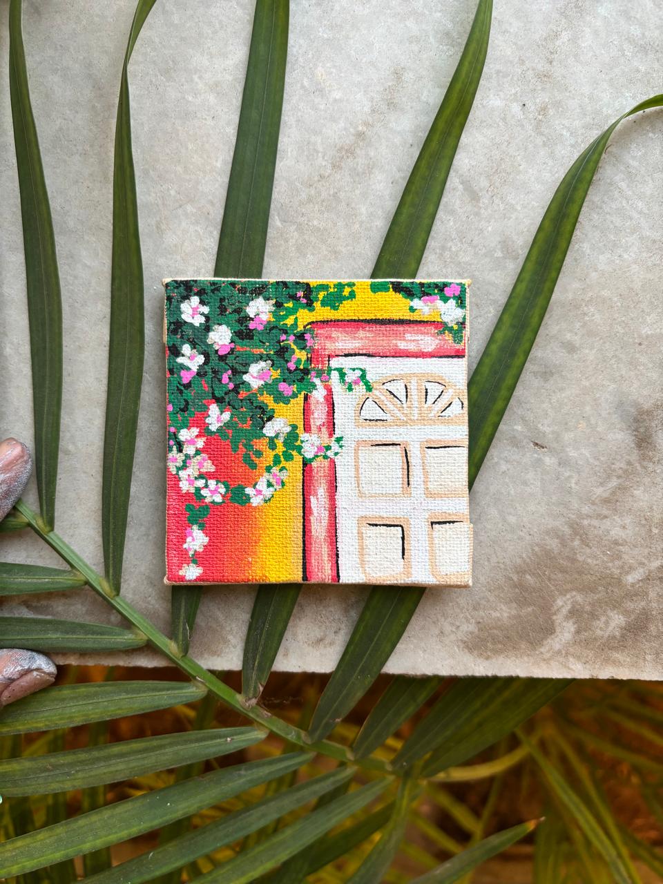 The Garden Door hand-painted mini canvas fridge magnet