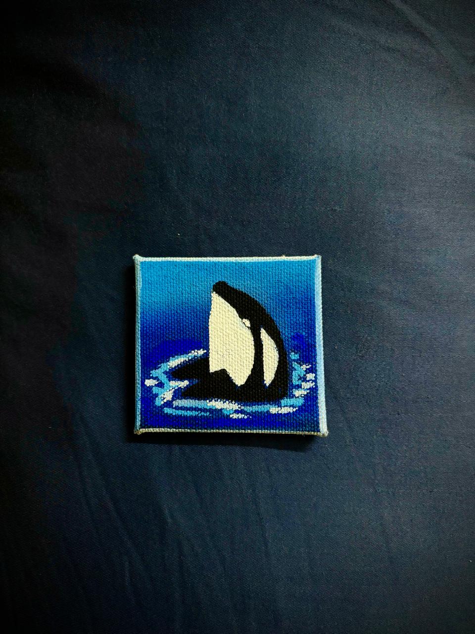 Ocean Quiet hand-painted mini canvas fridge magnet