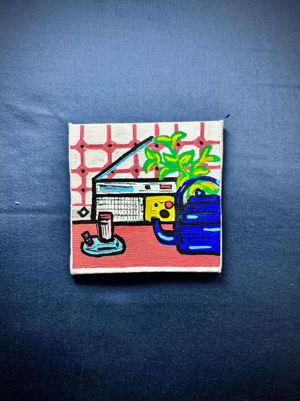 Studio Corner hand-painted mini canvas fridge magnet
